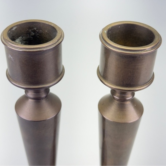 Vintage Art Deco Brass Candlesticks - Picture 2 of 6